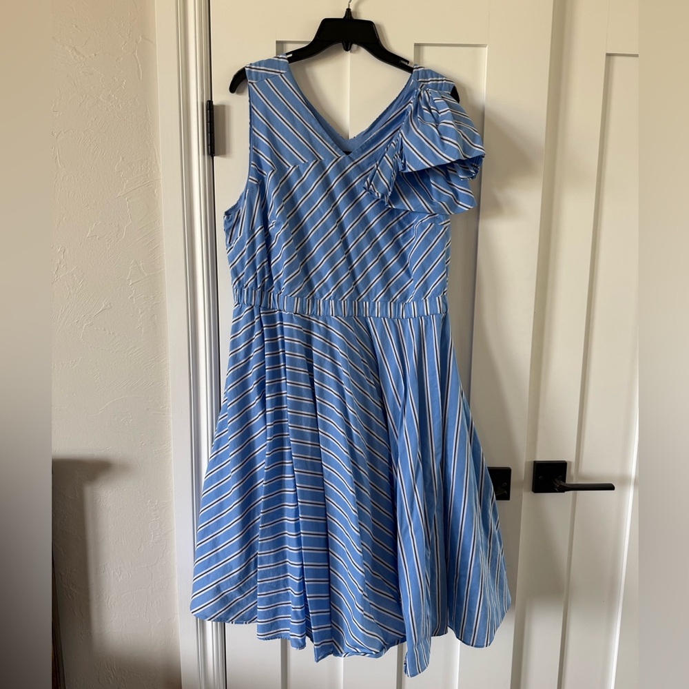 Lane Bryant Blue and White Striped Dress